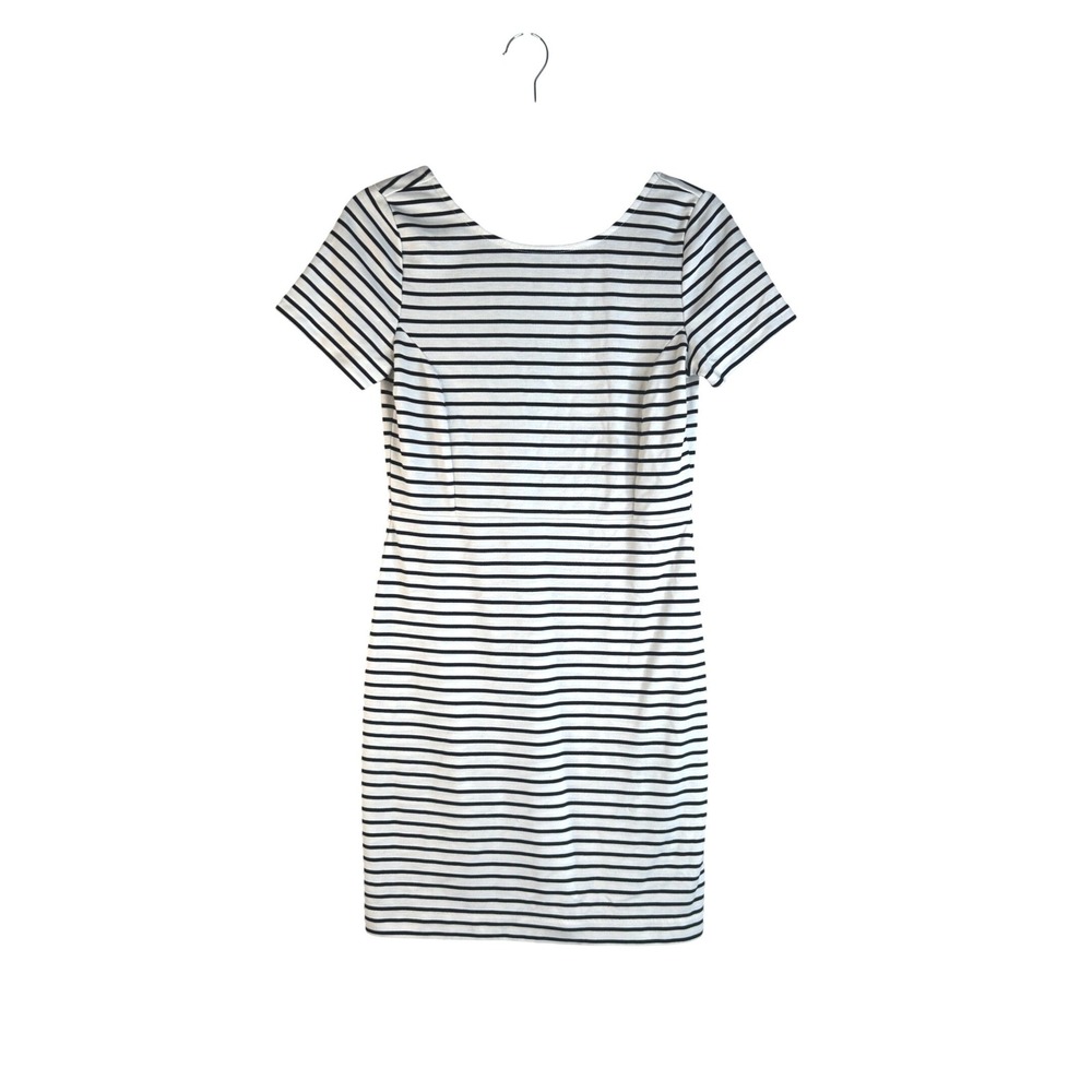Banana Republic Women's White Black Striped Short Sleeve Sheath Dress Size 6P